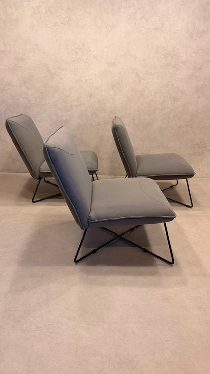 Eleganter Design Sessel Grau mit Metallgestell, 3x