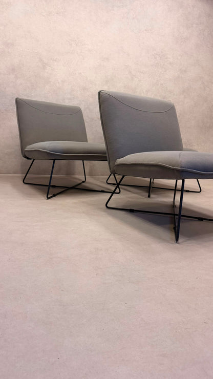 Eleganter Design Sessel Grau mit Metallgestell, 3x