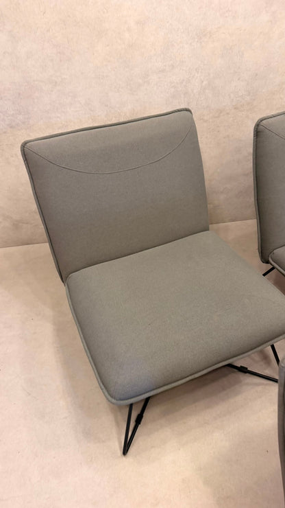 Eleganter Design Sessel Grau mit Metallgestell, 3x