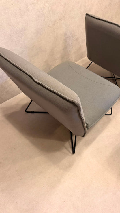 Eleganter Design Sessel Grau mit Metallgestell, 3x