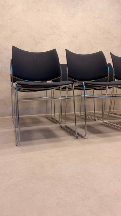 Casala Design Stapelstuhl Curvy schwarz gepolstert mit Chrom
