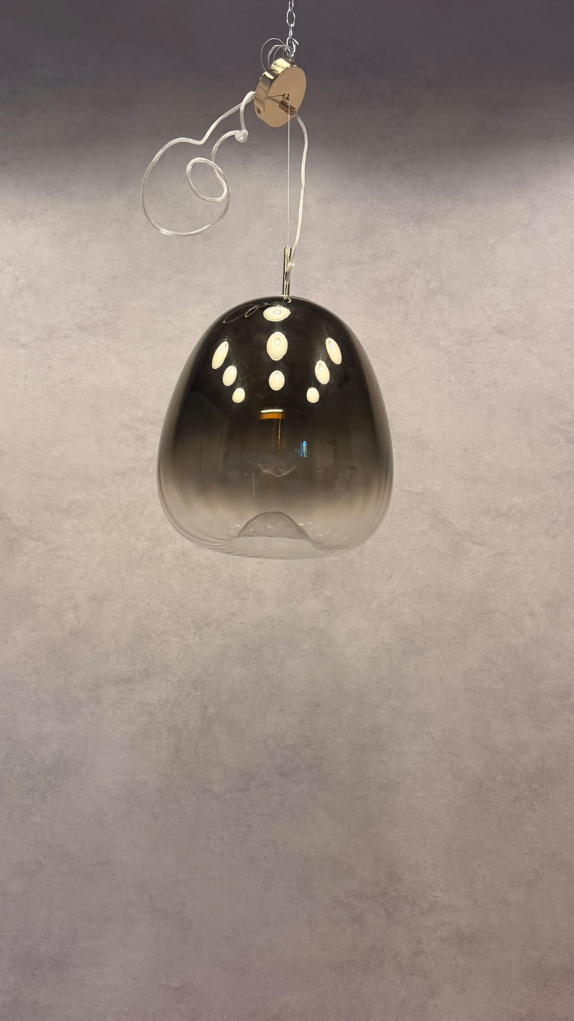 Design Glas Pendelleuchte Hängelampe aus Rauchglas