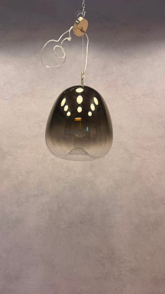 Design Glas Pendelleuchte Hängelampe aus Rauchglas