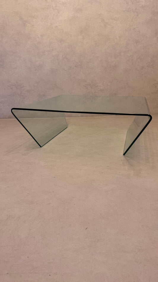Italienischer Couchtisch Coffee Table aus gebogenem Klarglas