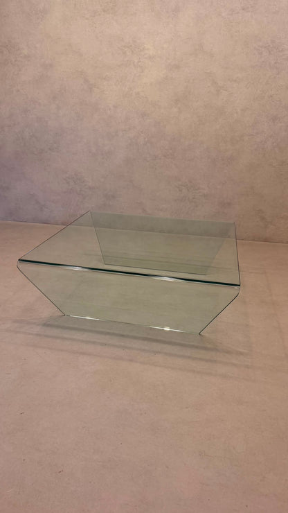 Italienischer Couchtisch Coffee Table aus gebogenem Klarglas