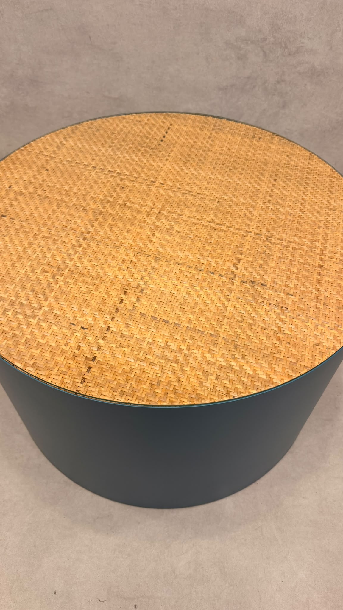 La Redoute Intérieurs Couchtisch RIMEL Petrol-Blau & Rattan