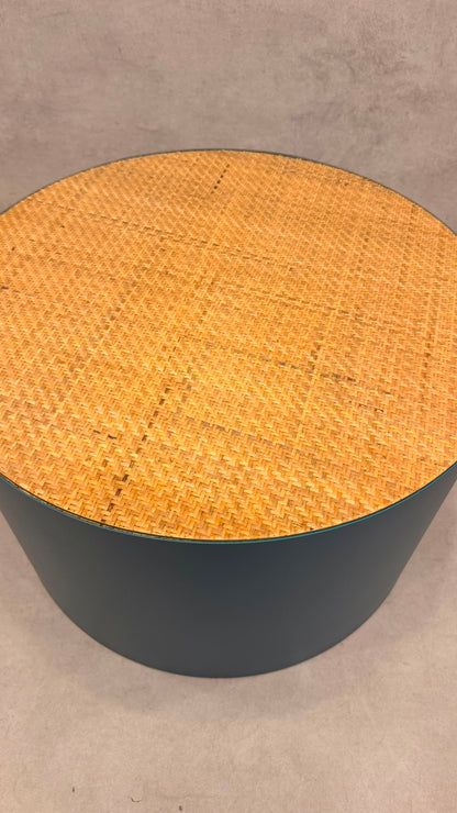 La Redoute Intérieurs Couchtisch RIMEL Petrol-Blau & Rattan
