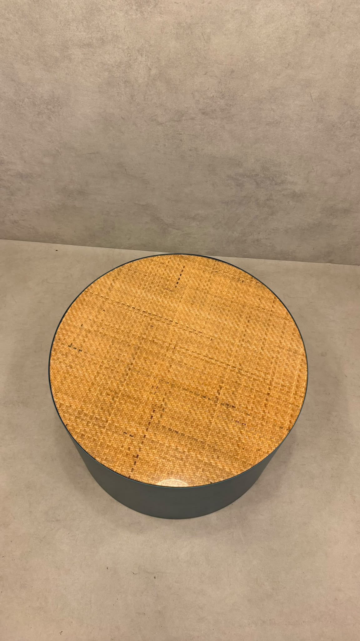 La Redoute Intérieurs Couchtisch RIMEL Petrol-Blau & Rattan