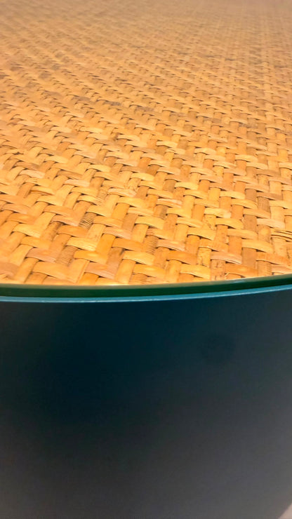 La Redoute Intérieurs Couchtisch RIMEL Petrol-Blau & Rattan
