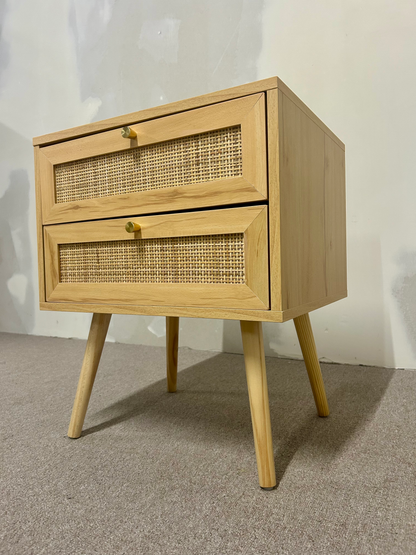 Nachttisch mit 2 Schubladen aus Rattan Boho PEROTE
