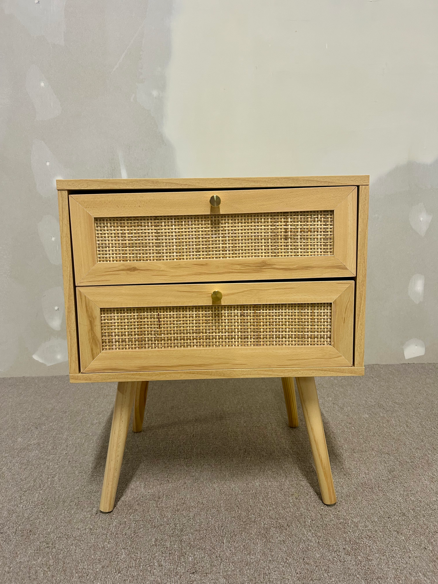 Nachttisch mit 2 Schubladen aus Rattan Boho PEROTE